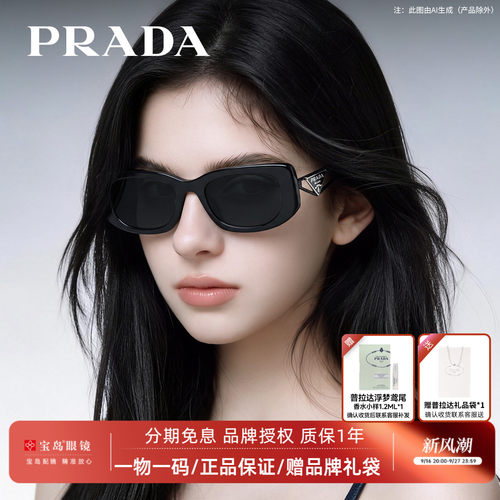 普拉达Prada复古窄框墨镜