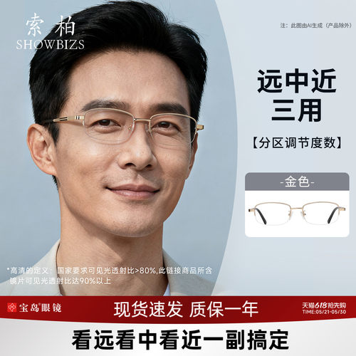 索柏男女分区两用防蓝光老花镜