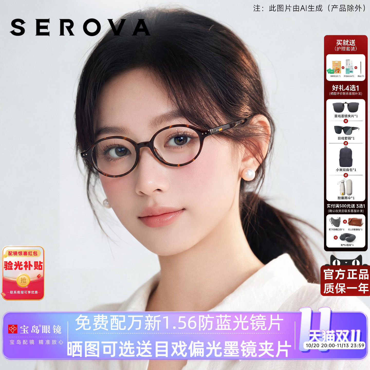 施洛华眼镜框椭圆小框书呆子复古玳瑁色镜架可配高度数镜片SF796