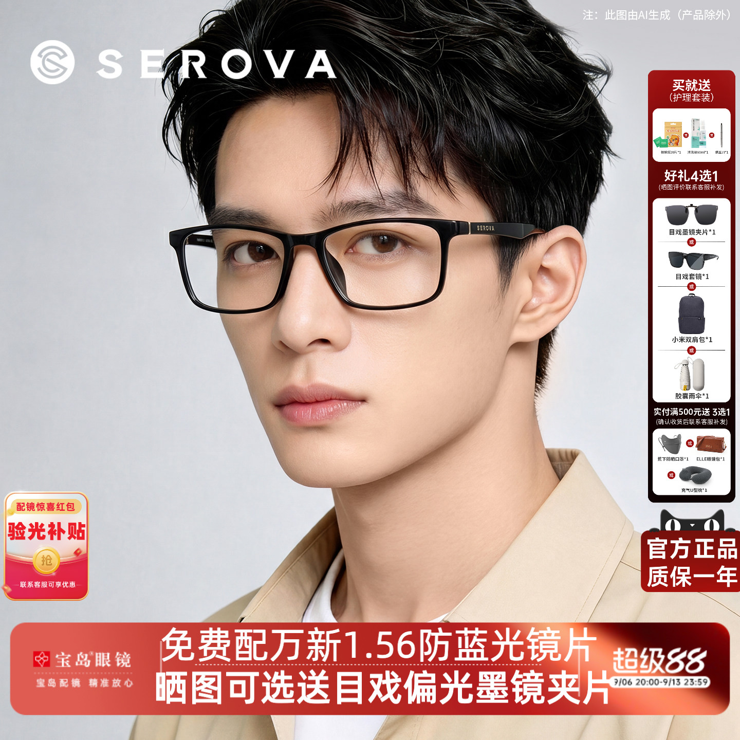 施洛华眼镜框男士商务休闲经典黑框方框眼镜架可配近视镜片SF683