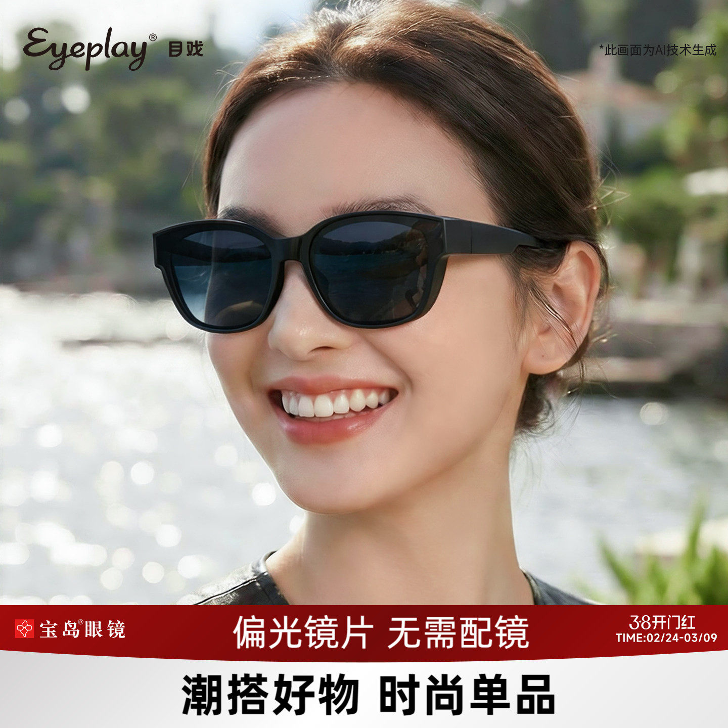 目戏近视套镜太阳镜小框墨镜女款开车专用偏光眼镜男士防紫外线