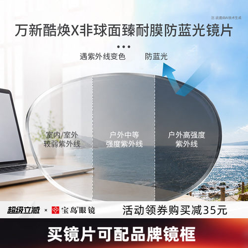万新酷焕X变色镜片定制可选度数