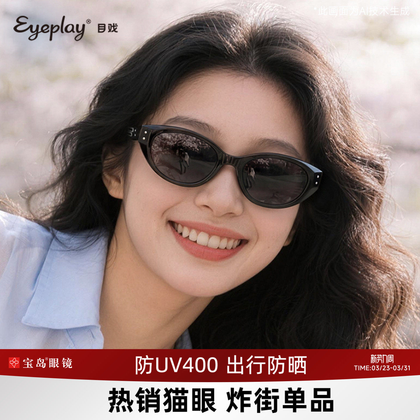 宝岛目戏太阳防晒猫眼墨镜 79.2元 - 线报酷