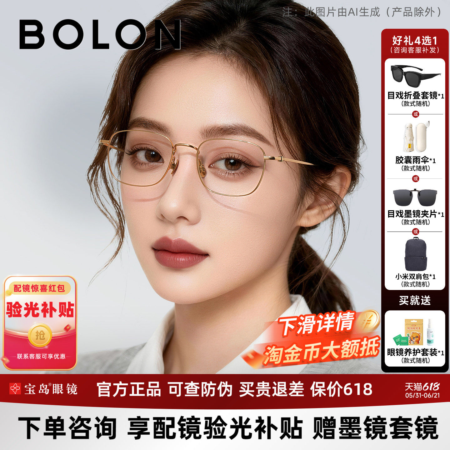 暴龙方框近视眼镜框女钛合金镜腿小框光学镜架男可配度数BT1616