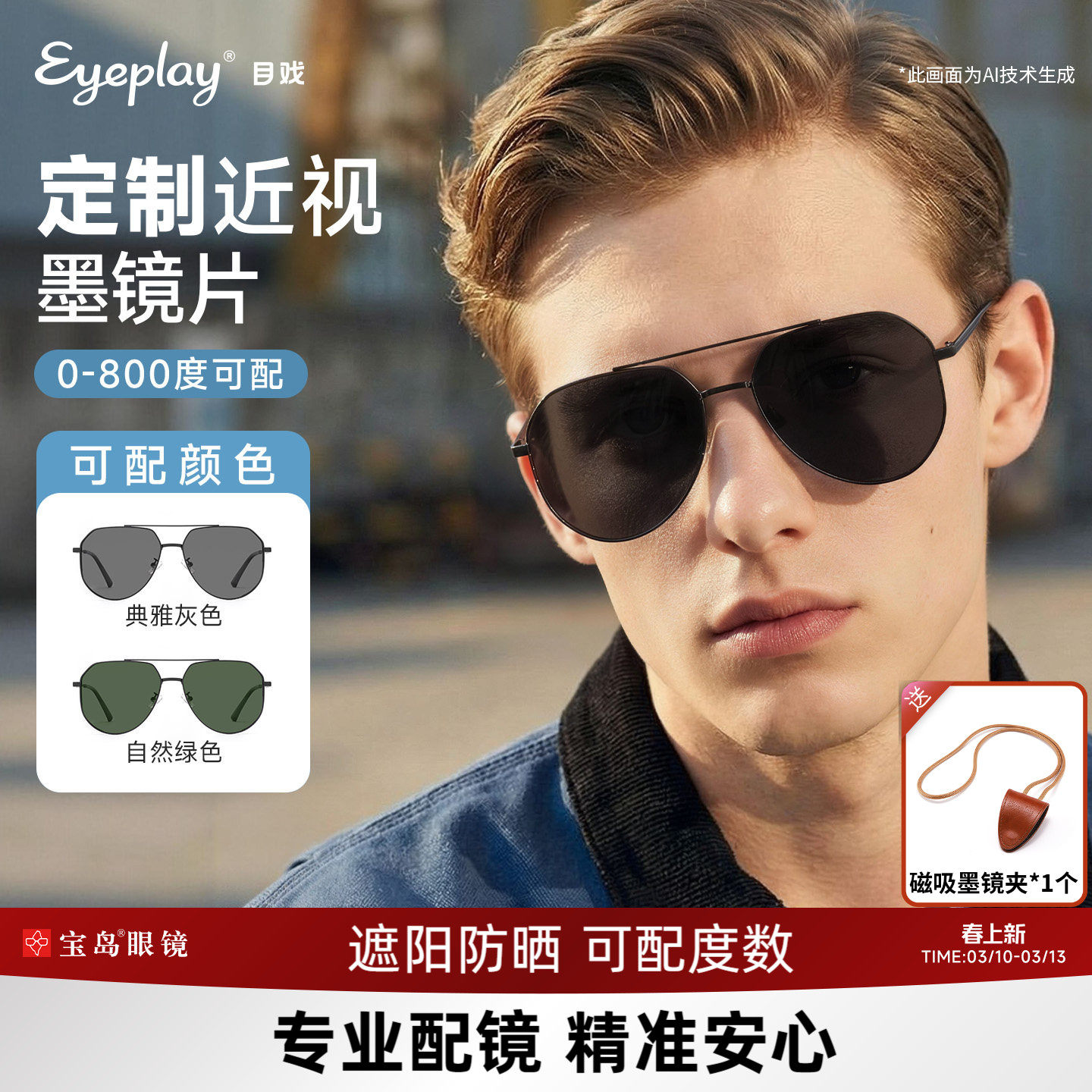 目戏近视太阳镜飞行员墨镜男款驾驶开车防紫外线可选偏光蛤蟆镜男