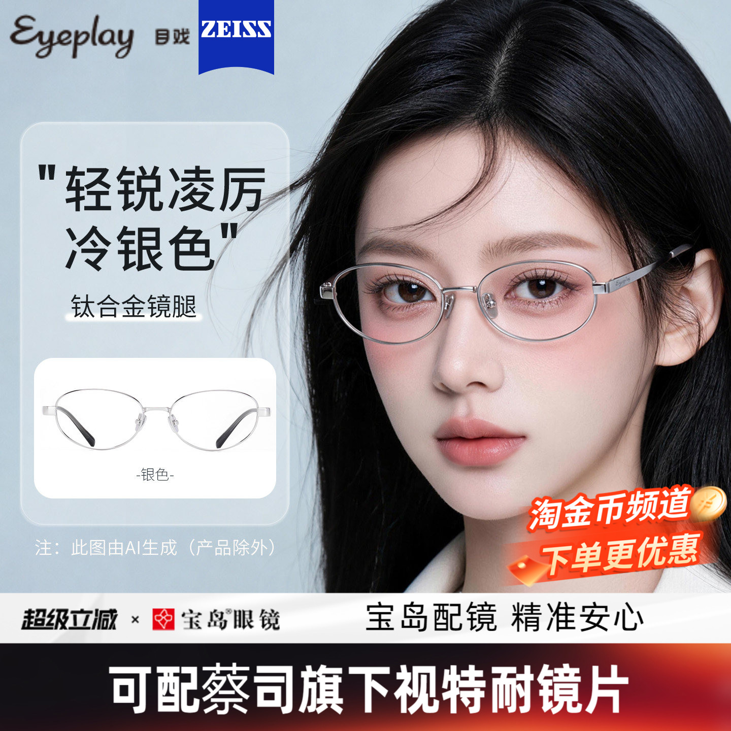 目戏书呆子近视眼镜可配防蓝光