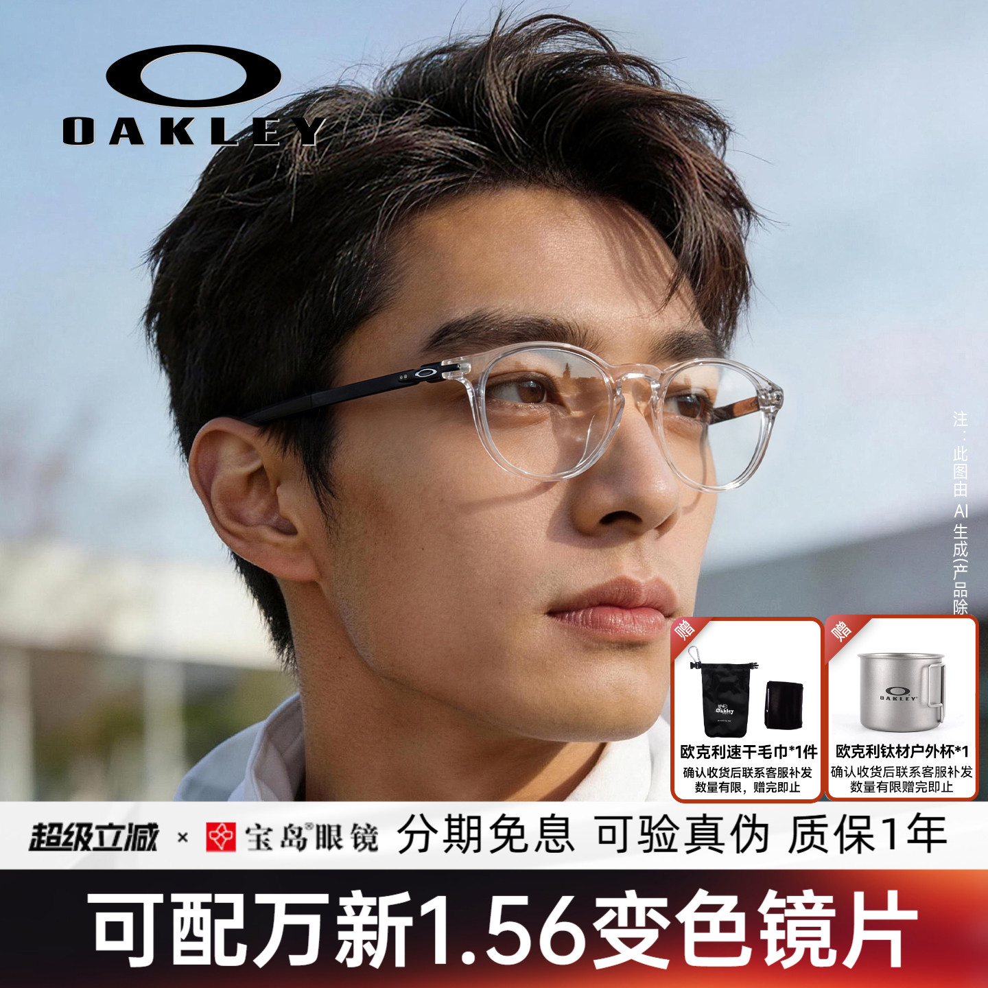 Oakley欧克利透明全框运动眼镜架图片