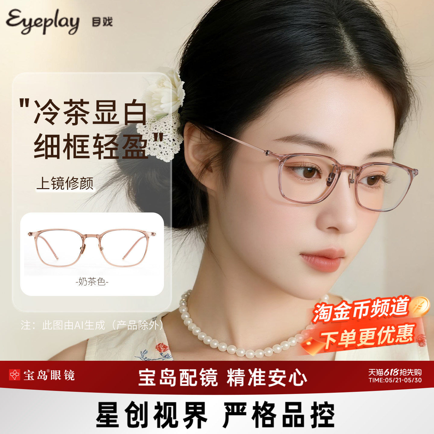 若云系列 目戏近视眼镜女可配度数眼镜框镜架可选防蓝光5037