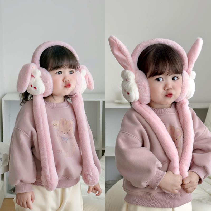 冬季儿童耳罩耳朵会动款耳暖女童可爱耳包男童加厚保暖毛绒耳捂