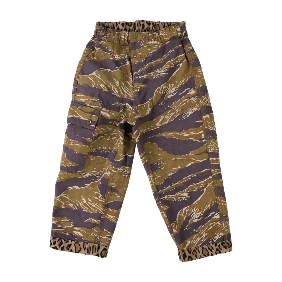 日系潮牌童装｜原/25秋冬男女童通用亲子豹纹迷彩双面穿休闲裤