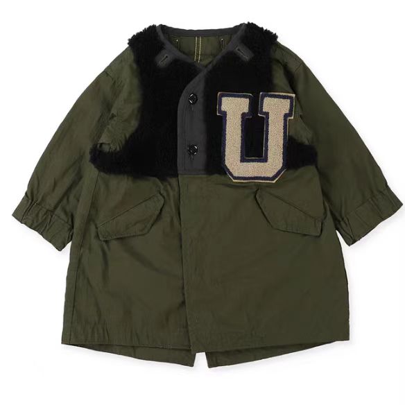 日系潮牌童装｜原/25秋冬男女童通用亲子U字风衣外套