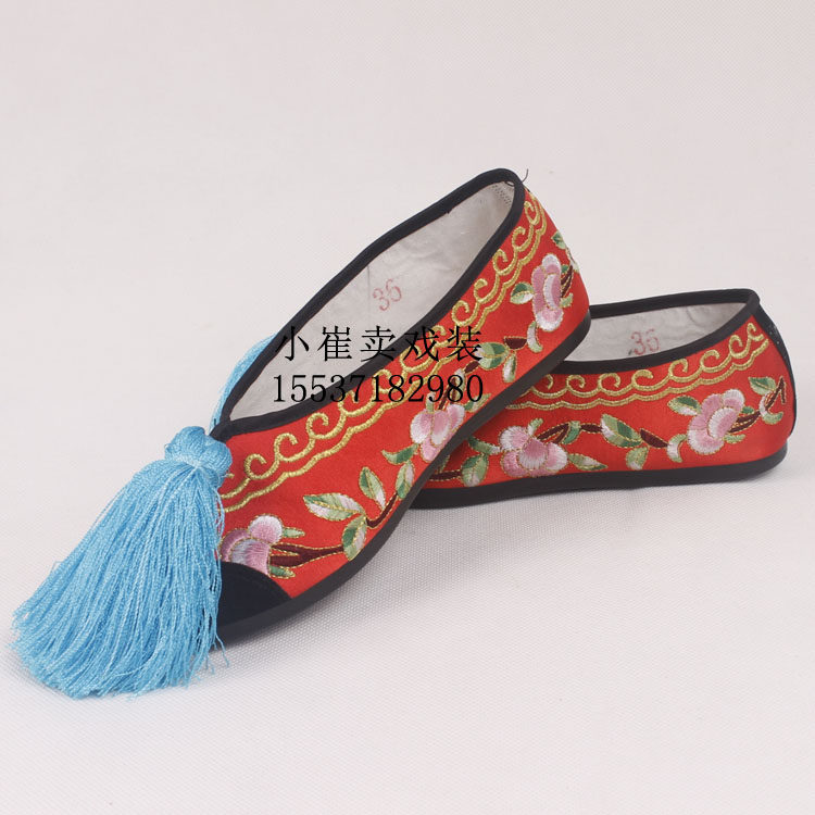 戏曲彩鞋平底绣花鞋古装鞋子女绣花鞋花旦青衣鞋小姐鞋戏剧鞋