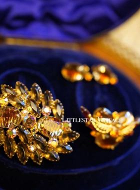 vintage美国古董juliana渐变攥刻琉璃大尺寸螺旋胸针