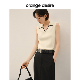 上衣内搭 新款 desire知识分子POLO领针织背心女2024年春季 orange