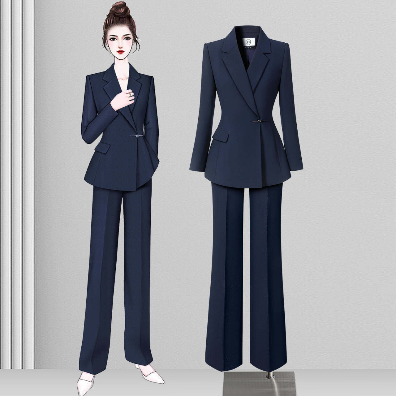 职业装西装套装女中式新国风酒店前台工装售楼部珠宝店客服工作服