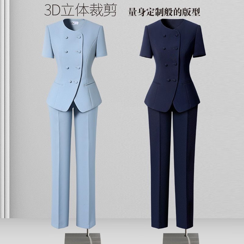 短袖职业西装套装女夏天薄款时尚气质高端美容院医美咨询师工作服
