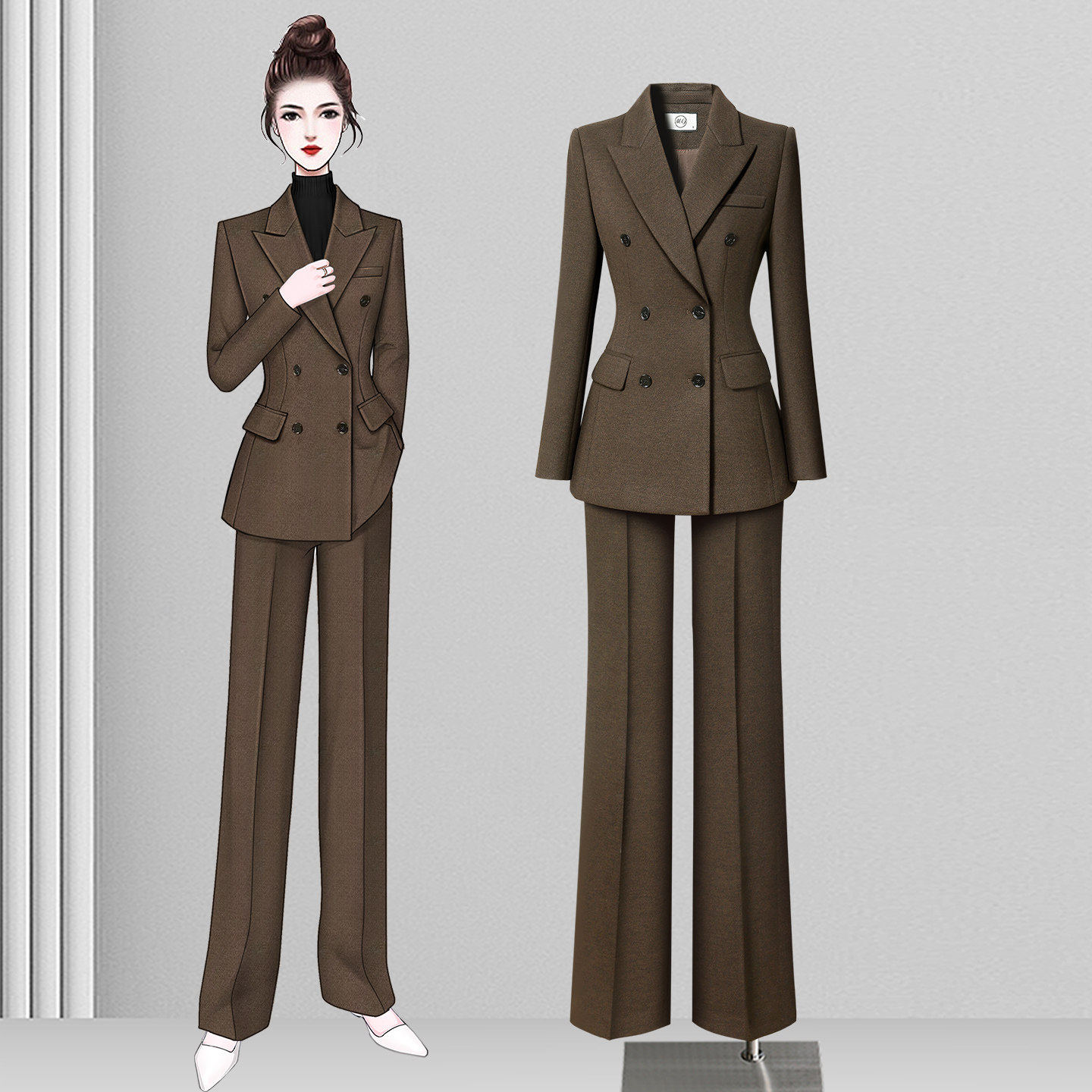 冬季西装套装女毛呢西服外套气质通勤上班职业正装经理工作服高端