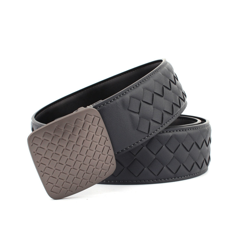 jane&bv编织皮带男士腰带男士优质牛皮编织皮带女士板扣真皮腰带