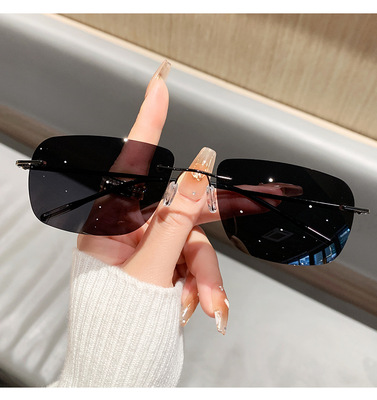 带散光度数近视太阳偏光墨镜男无边框大脸高级感女防紫外线开车潮