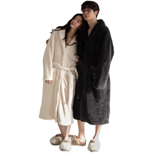 贝妍珊瑚绒情侣睡衣女秋冬季可爱性感睡袍大码男士加厚保暖家居服