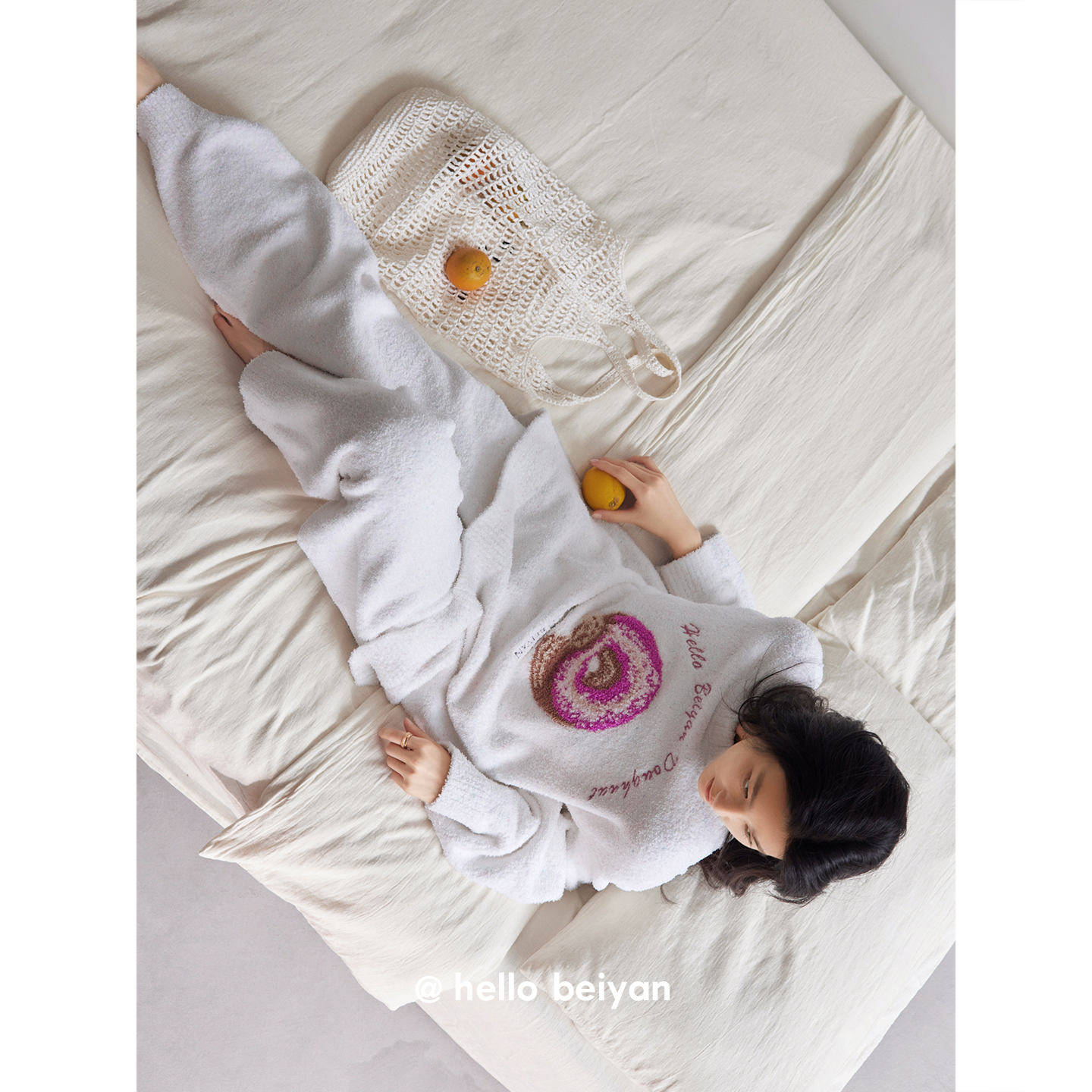 贝妍女款半边绒睡衣套装