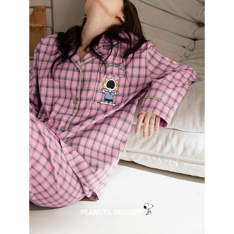 贝妍女春秋柔软棉长袖史努比睡衣