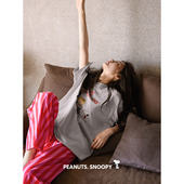 凉感莫代尔棉短袖 长裤 套装 贝妍史努比睡衣女夏季 可爱少女大码