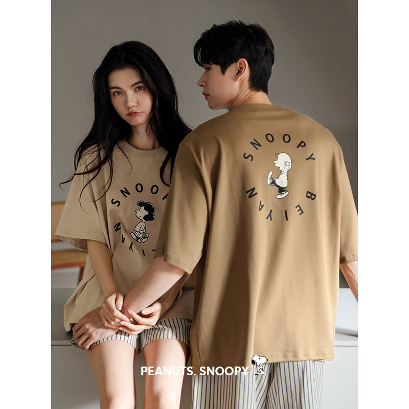 贝妍史努比情侣睡衣女夏季薄款短袖家居服男大码凉感莫代尔棉套装,女士内衣/男士内衣/家居服,睡衣/家居服套装,淘宝优惠券,粉丝福利购,淘宝优惠卷