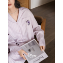 套装 迪士尼睡衣女春秋新款 开衫 条纹家居服可爱卡通柔软棉大码 长袖