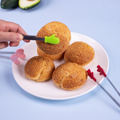 厨房创意小手不锈钢零食夹可爱迷你硅胶食物多色夹子形状可选