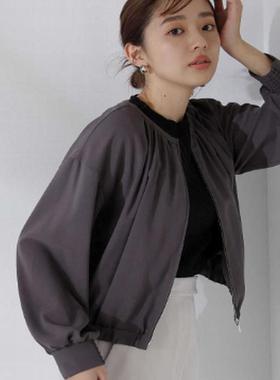 *55350日单女装NBB春秋季时尚短款长袖圆领休闲外套拉链上衣通勤