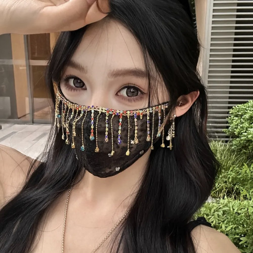 【满天星防晒口罩】网红女主播刺绣蕾丝面罩素颜透气绣花遮阳面纱