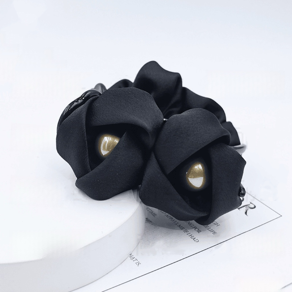 赫本王妃花苞丸子夹2025新款发夹女高端黑色百搭发卡夹子发饰头饰