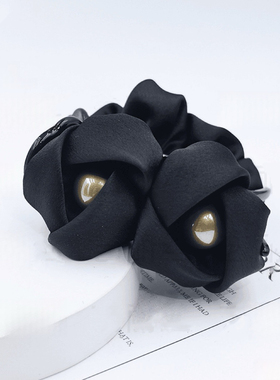 赫本王妃花苞丸子夹2025新款发夹女高端黑色百搭发卡夹子发饰头饰