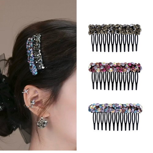 韩系水钻发梳插梳刘海压发夹后脑勺头饰防滑边夹2025新款发卡发饰