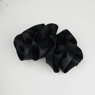 法式高级感缎带韩版褶皱木耳边发夹弹簧夹头饰百搭纯色发饰发卡
