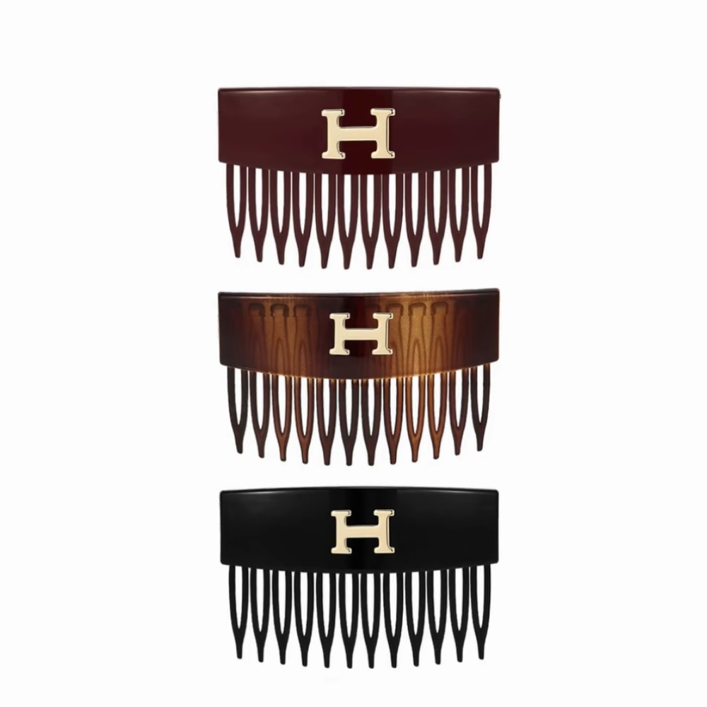东大门韩国7cm新款H字母齿梳简约百搭高级感气质发梳女插梳发卡