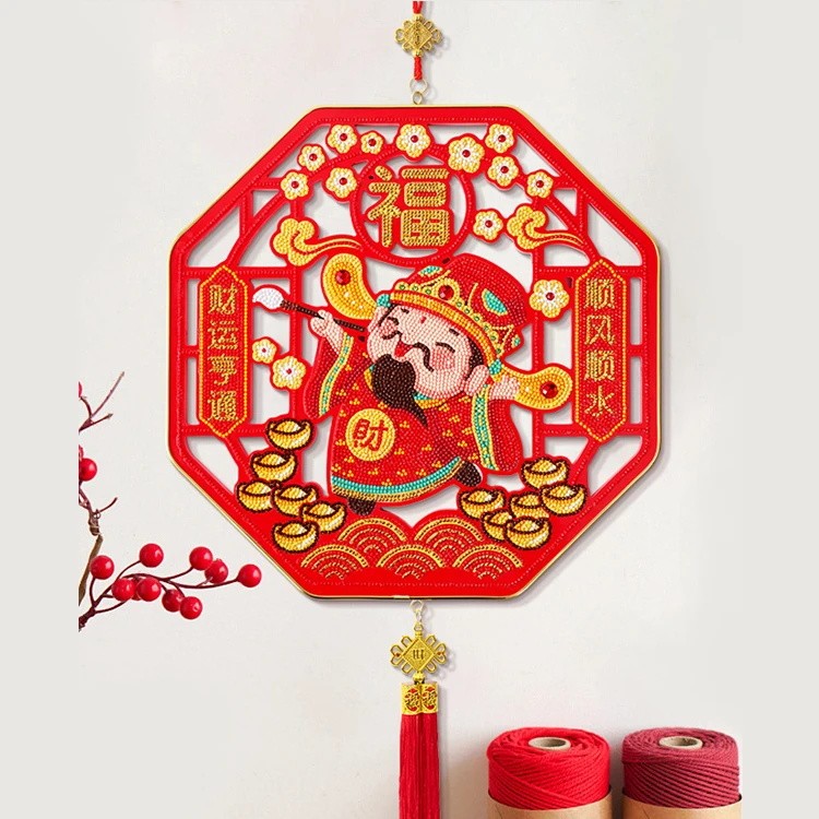 DC镂空财神爷贴钻十字绣