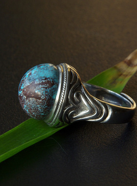 绿松石无优化原矿戒指