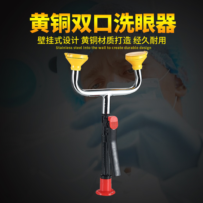 Anmon全铜喷塑双口洗眼器 验厂 台式 移动 喷淋 实验室 洗眼器