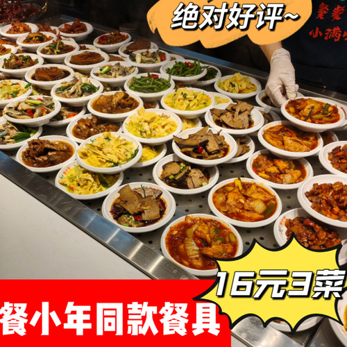 餐小年同款密胺餐具自选自助快餐大食堂商用任选三菜碗盘勺套装