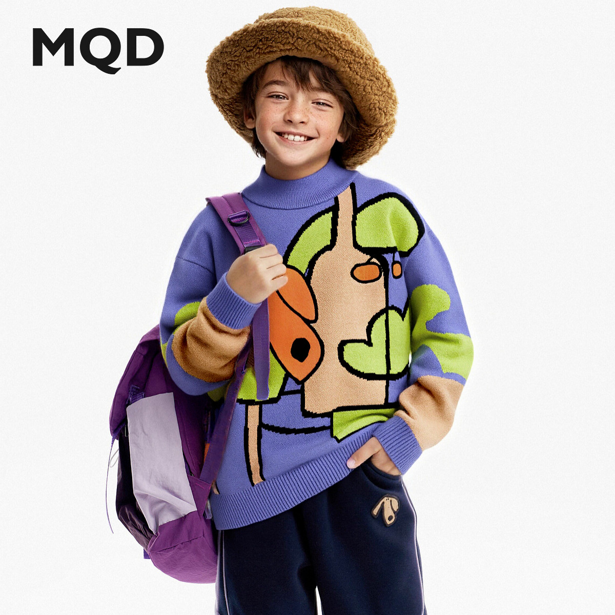 【设计师系列】MQD童装男童毛衣针织衫25冬新款儿童保暖撞色上衣
