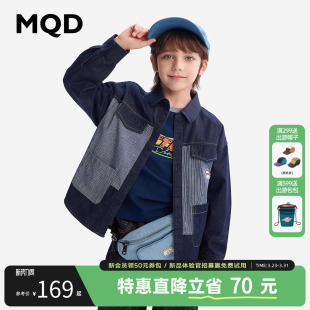 宝宝儿童牛仔拼接上衣衬衣外套 春秋款 MQD童装 男童翻领牛仔衬衫