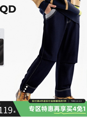 [Z]【蓄暖】MQD童装儿童防褪色加绒牛仔裤25冬新款男女保暖直筒长