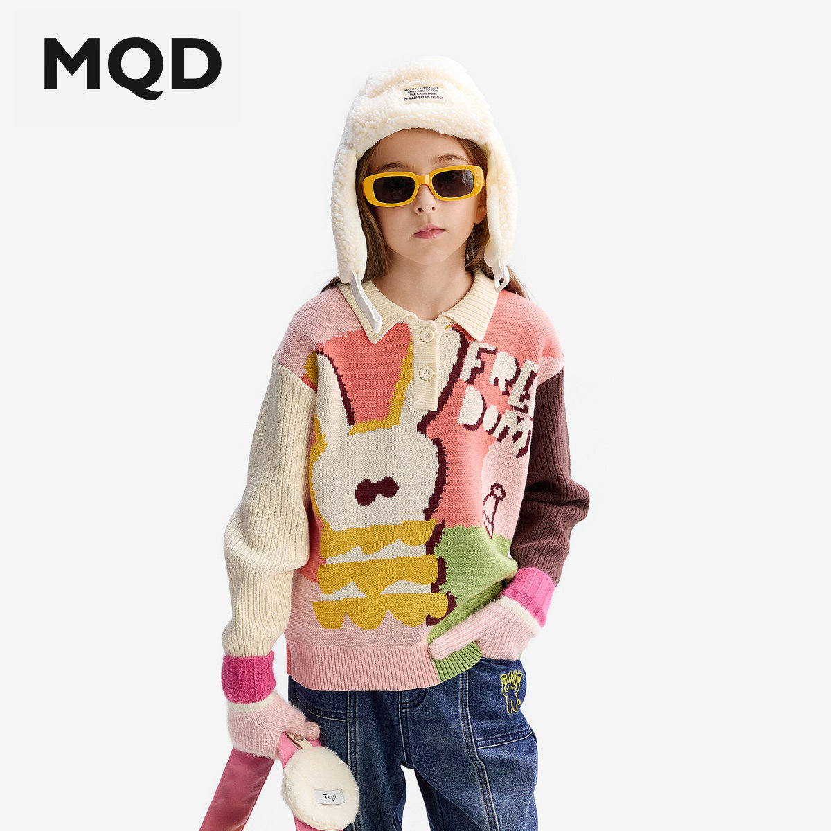 MQD童装儿童冬季加厚翻领毛衣图片