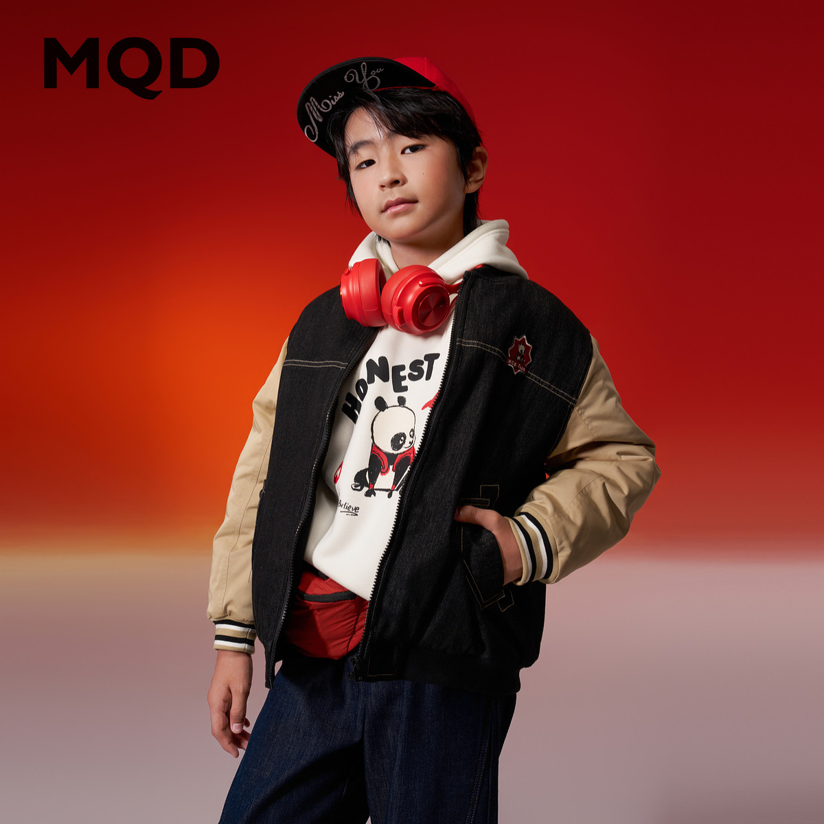 【国风系列】MQD马骑顿童装男童牛仔外套冬款儿童夹棉加厚棉服