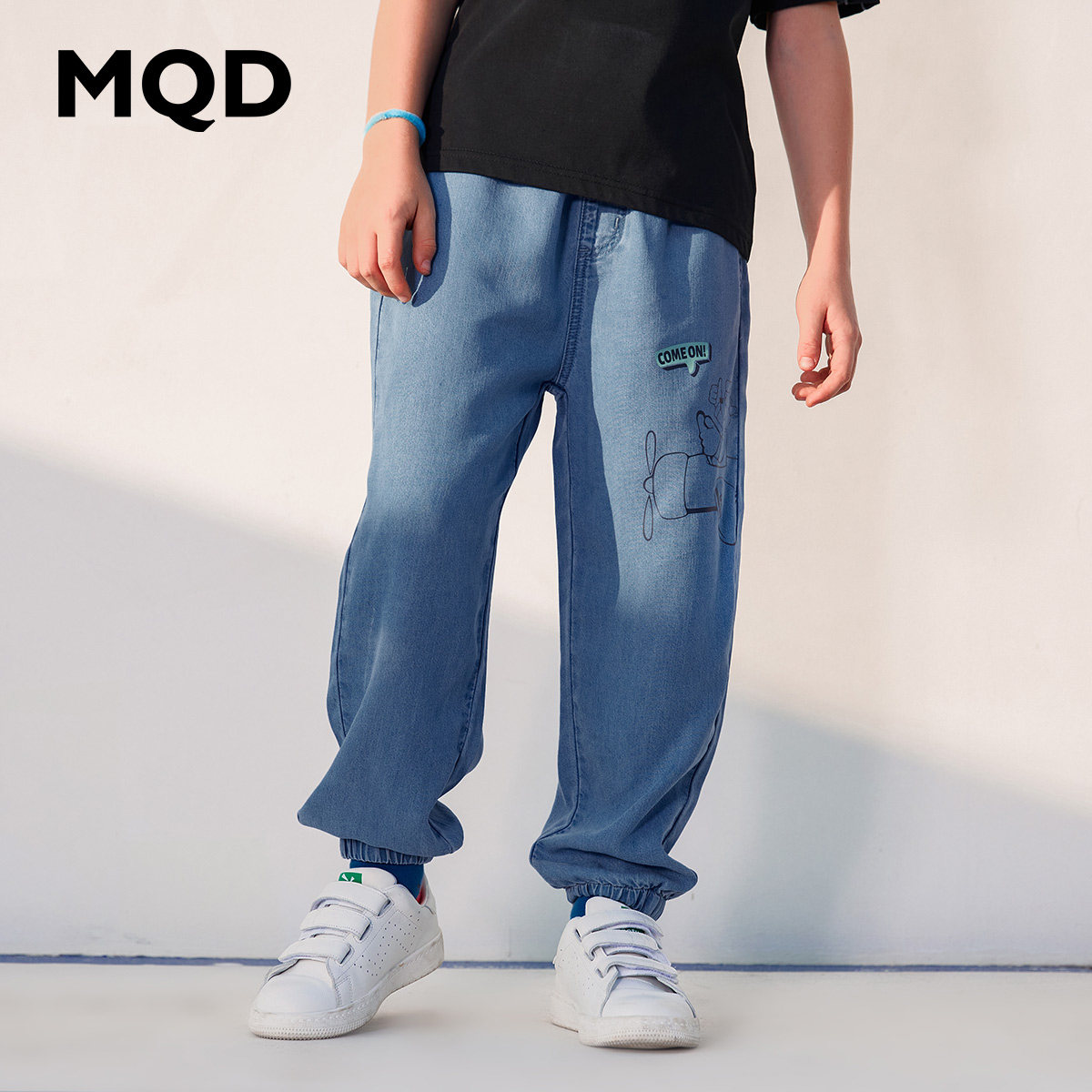 MQD童装男童牛仔防蚊裤夏季儿童透气运动天丝薄款长裤牛仔防蚊裤