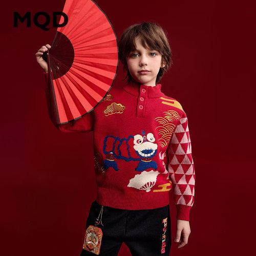 MQD童装儿童冬季加厚卡通毛衣