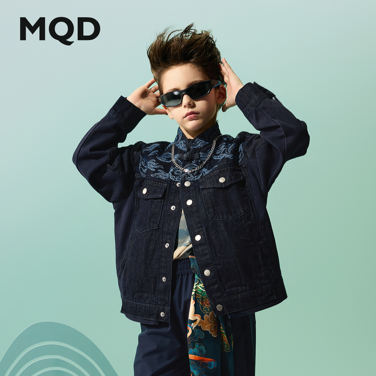 【国潮系列】MQD童装男童牛仔外套25春季新款潮流儿童牛仔夹克