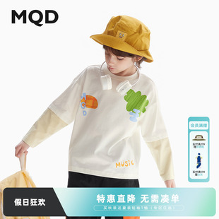 宝宝春季 男童长袖 t恤春秋款 内搭假两件上衣 儿童打底衫 MQD童装